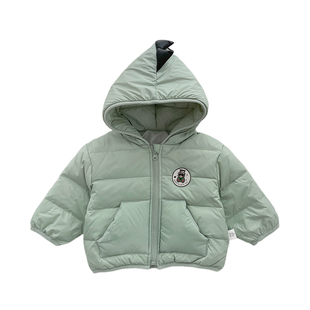 男童冬季羽绒服加厚棉裤套装婴儿白鸭绒外套女宝宝加绒保暖打底衫