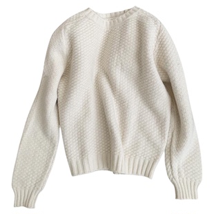 纯色简约设计感套头毛衣女2025冬季新款休闲百搭宽松显瘦圆领上衣