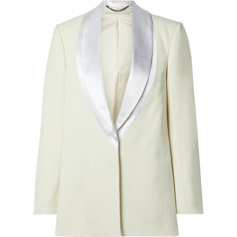 Stella Mccartney 秋冬女缎面边饰绵羊毛西装外套