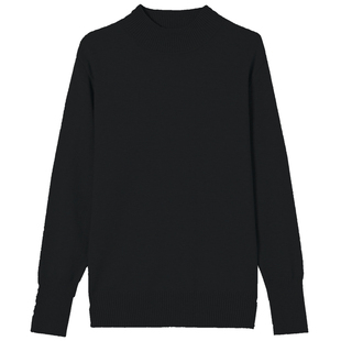 加厚羊毛衫大码长袖上衣女秋冬季毛衣内搭可外穿打底衫黑色半高领