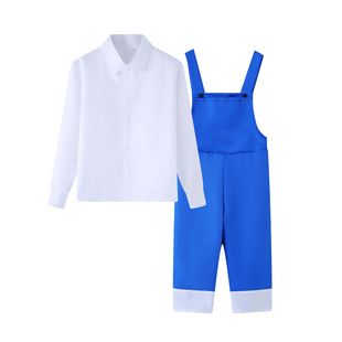 劳动最光荣演出服农民舞蹈服元旦丰收节道具儿童背带裤表演服服装