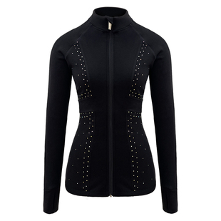 L家花样滑冰训练服女童炫彩加厚双面德绒保暖成人秋冬款外套夹克