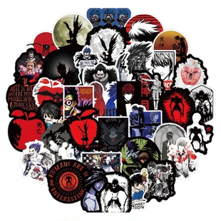 50张死亡笔记死神动漫贴纸装饰笔记本电脑汽车文具手账本机车sticker日漫惊悚角色装饰手账暗黑风防水贴画