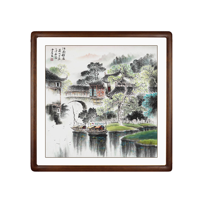 江南水乡水墨画客厅装饰画风景画