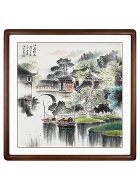 江南水乡水墨画客厅装饰画风景画