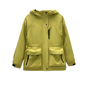 工装冲锋衣收腰连帽羽绒棉服女2026冬季新款小众气质防风保暖外套
