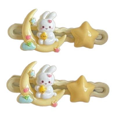 卡通小发夹超萌月亮小兔兔可爱甜美心星星学生刘海边夹小朋友头饰