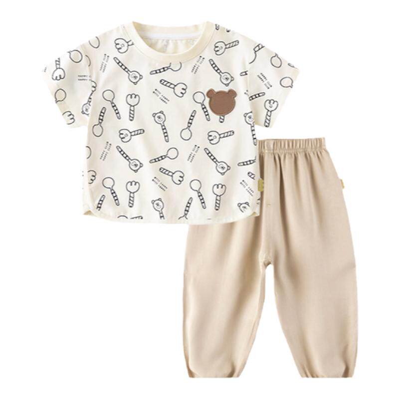 宝宝套装夏季女童夏装新款婴儿衣服短袖裤子男童童装儿童两件套潮