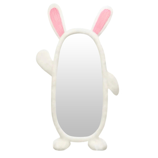 ins异形壁挂可爱兔子卧室衣帽间全身镜智能LED穿衣镜玄关装饰镜子