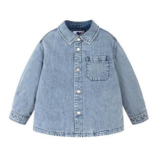 [真心绒]迷你巴拉巴拉男童羽绒服儿童牛仔衬衫宝宝外套2025冬新品