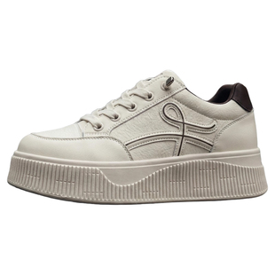 Josiny/卓诗尼厚底面包鞋女休闲板鞋百搭增高小白鞋低帮系带轻便