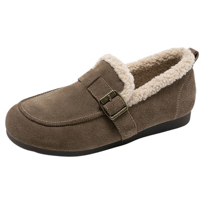 真皮带扣外穿新款棉鞋沙驰