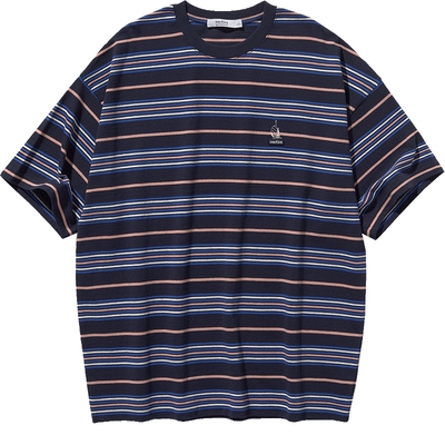 【明星同款】nautica白帆 日系中性多巴胺条纹舒适短袖T恤TW4252