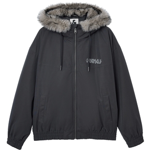 杰克琼斯棉服男款冬季新款棉衣连帽仿貂毛绒感座山雕夹克外套男装