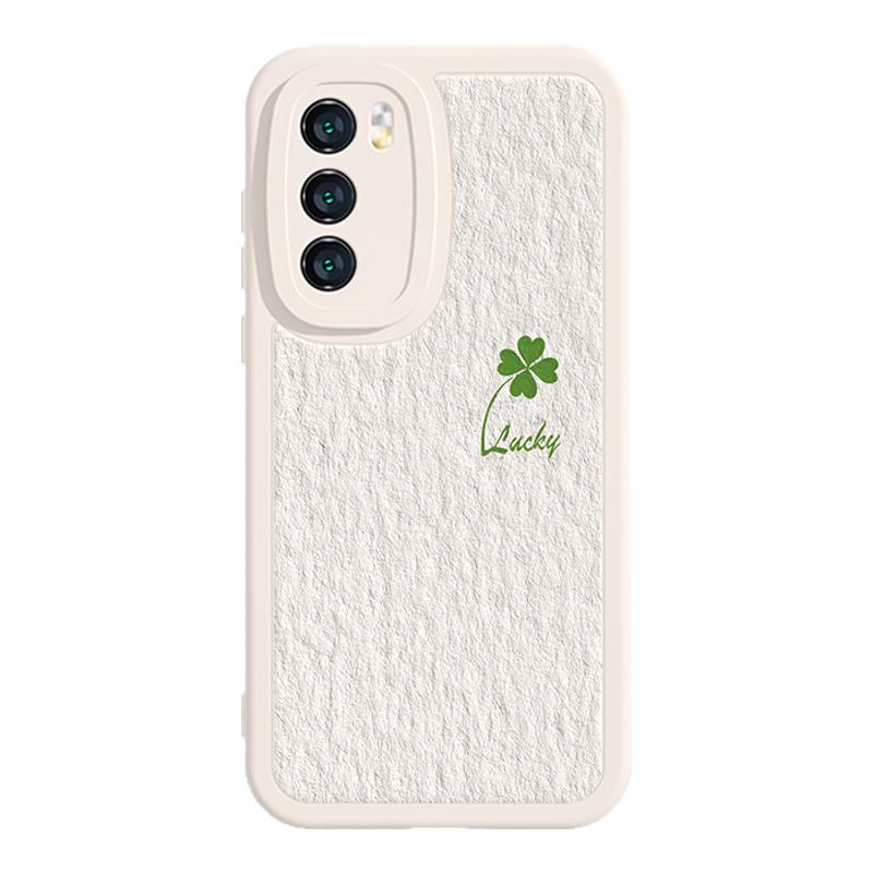 适用vivos18pro手机壳简约四叶草小米14幸运iqoo12夏天小清新reno11小众k70个性note13/neo9新款x100小羊皮10