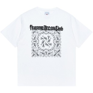 【66/件】FEAROM夏季男士t恤短袖宽松纯棉潮流印花圆领半袖