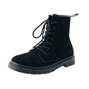 真皮黑色马丁靴男英伦风百搭高帮鞋秋季ins韩版潮流男士工装靴子