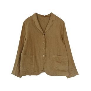 2026春秋新款纯亚麻独立件染小西服女棉麻文艺旅行度假休闲百搭外