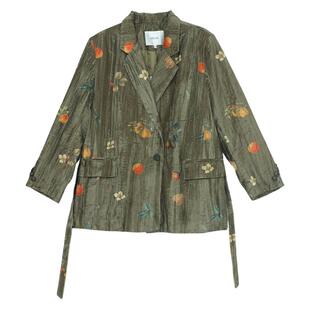 it'real瑞尔冬季新款复古亮面宽松长袖西装外套上衣女装