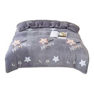 简约牛奶绒被套冬天珊瑚绒被罩法兰绒单人双面加绒加厚毛绒面亲肤