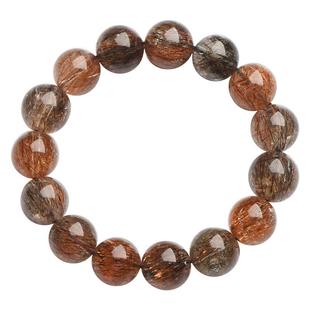 天然黑金超七手串男女士清透顺发骨干发丝金闪黑超七水晶钛晶手链