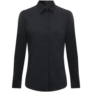 Navigare意大利小帆船长袖黑色衬衫女通勤职业女装百搭休闲衬衣