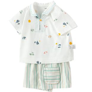 巴拉巴拉童装男童短袖套装婴儿夏装2026休闲两件套时尚潮百搭洋气