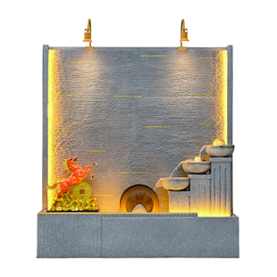 马年简约水幕墙流水摆件酒店前台落地流水墙户外庭院招财鱼缸造景