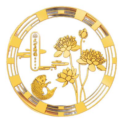 卫生间墙贴门贴鞋柜装饰好运韵连连莲花锦鲤净秽贴纸金属贴画赐福