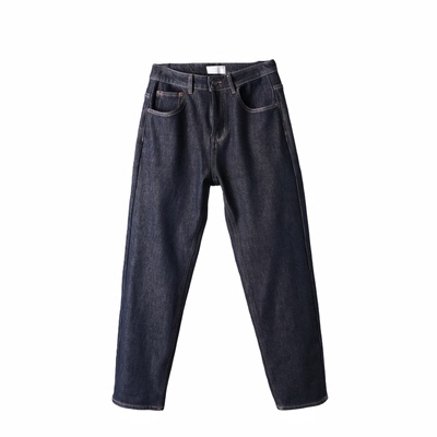 JIDERE复古丹宁蓝小直筒牛仔裤