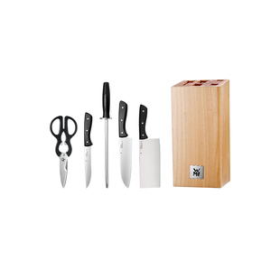 【自营】WMF德国福腾宝不锈钢刀具6件套厨师刀剪刀磨刀棒刀架套装
