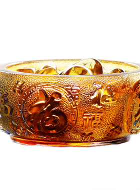 财位收纳碗琉璃五福聚宝盆摆件