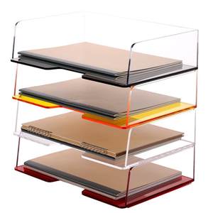 三锐旗舰店A4加大文件盒透明亚克力文件盒多层大容量资料收纳架办公前台桌面档案收纳柜学生书籍试卷资料置物架办公桌