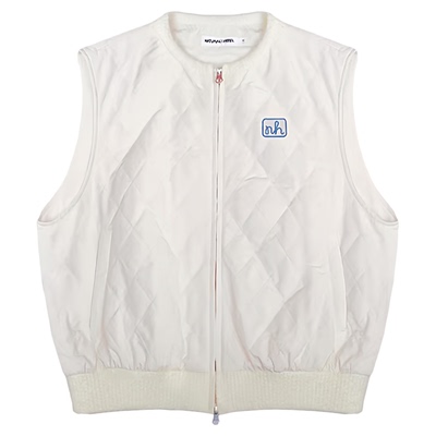 设计师圆领绗棉马甲natural