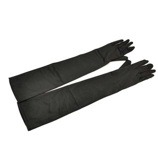 性感跳舞派对黑白缎面手套女薄长款防晒新娘婚纱晚宴礼服旗袍手套