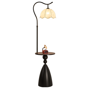 中古落地灯法式复古客厅沙发置物一体边几氛围灯卧室轻奢床头灯