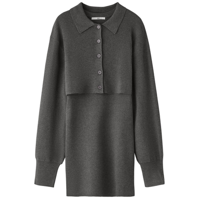 sly简约欧美风两件套针织连衣裙