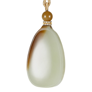 玉说和田玉平安牌吊坠男女款玉坠糖青白玉水滴无事牌玉佩玉石挂件