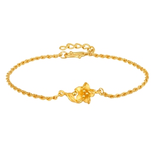 金至尊栀子花黄金手链女款 999足金肖邦链婚嫁首饰生日礼物送女友