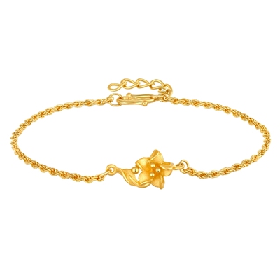 金至尊栀子花黄金手链女款 999足金肖邦链婚嫁首饰新年礼物送女友