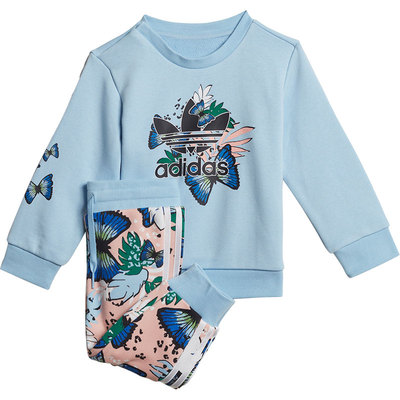 Adidas/阿迪达斯正品三叶草婴童印花经典休闲运动长袖套装H22604