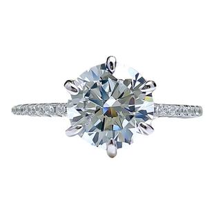 爆闪超逼真2克拉仿真钻戒婚戒高碳钻925银不掉色情侣求婚订婚