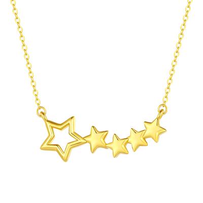 周大生黄18k金项链星星吊坠