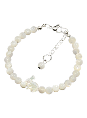 原创手作小玉兔天然深海母贝手链