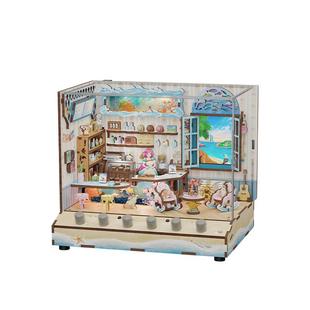 同趣拼装万年历八音盒书立收纳屋幻彩灯情景小屋拼图积木玩具礼物