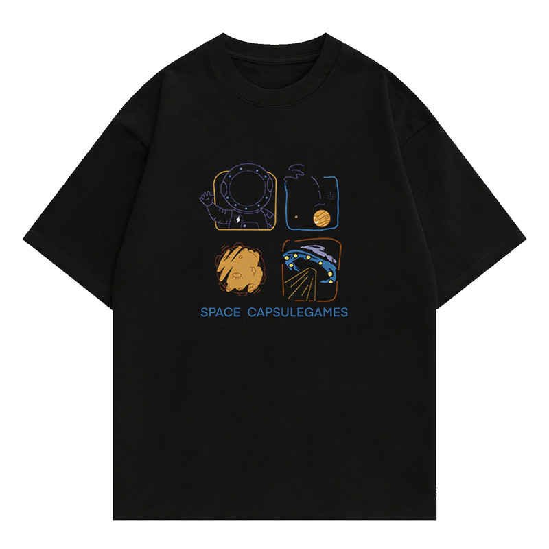 美式太空宇航员印花纯棉T恤男