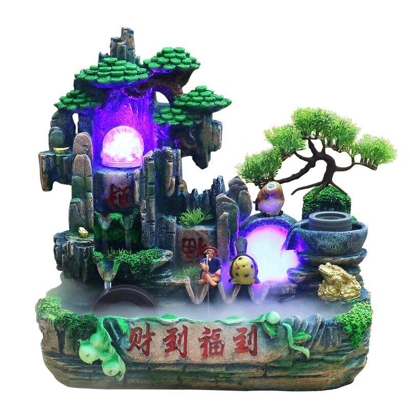 招财假山流水喷泉客厅生财摆件