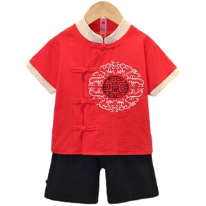 昕衣缘儿童汉服套装夏装唐装复古中国风周岁礼服夏季古装两件套