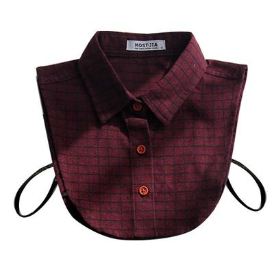 MOSTJIA梭织休闲棉格子假领子