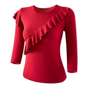 广场舞新款服装上衣女时尚大妈莫代尔跳舞衣服长袖春秋季舞蹈衣服